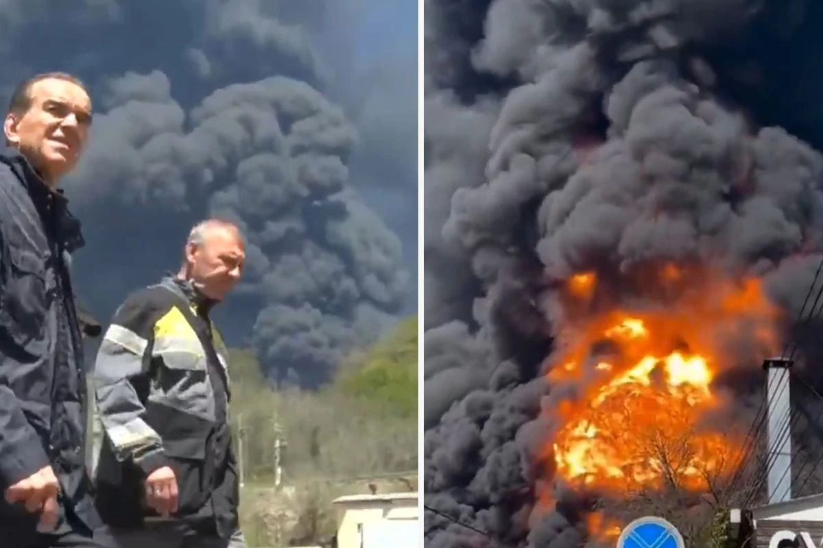 Tuapse'deki petrol rafinerisinde İHA saldırısı: Yangın söndürme çalışmaları...