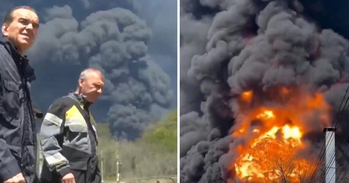 Tuapse'deki petrol rafinerisinde İHA saldırısı: Yangın söndürme çalışmaları...