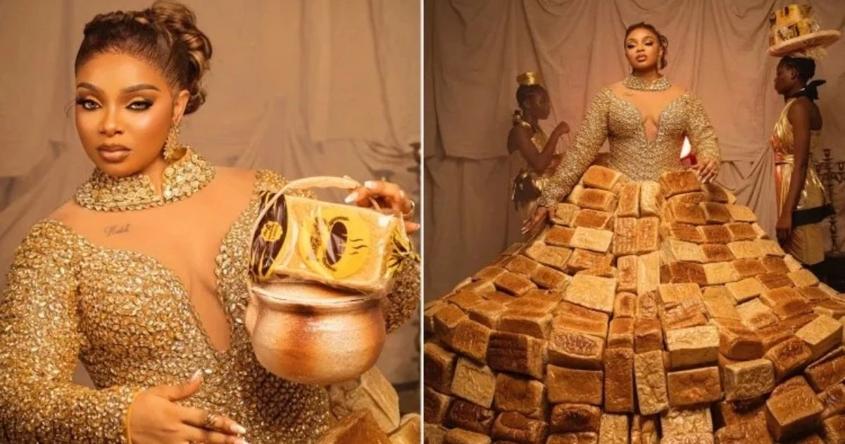 AMVCA'da gündem: Queen Mercy Atang'ın 500 ekmekten elbisesi