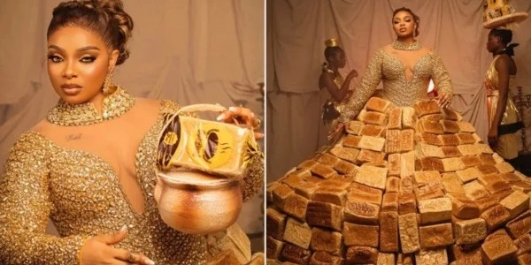 AMVCA'da gündem: Queen Mercy Atang'ın 500 ekmekten elbisesi