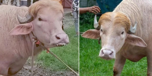 Sarı saçlarıyla 'Donald Trump' lakaplı albino bufalo gündeme oturdu