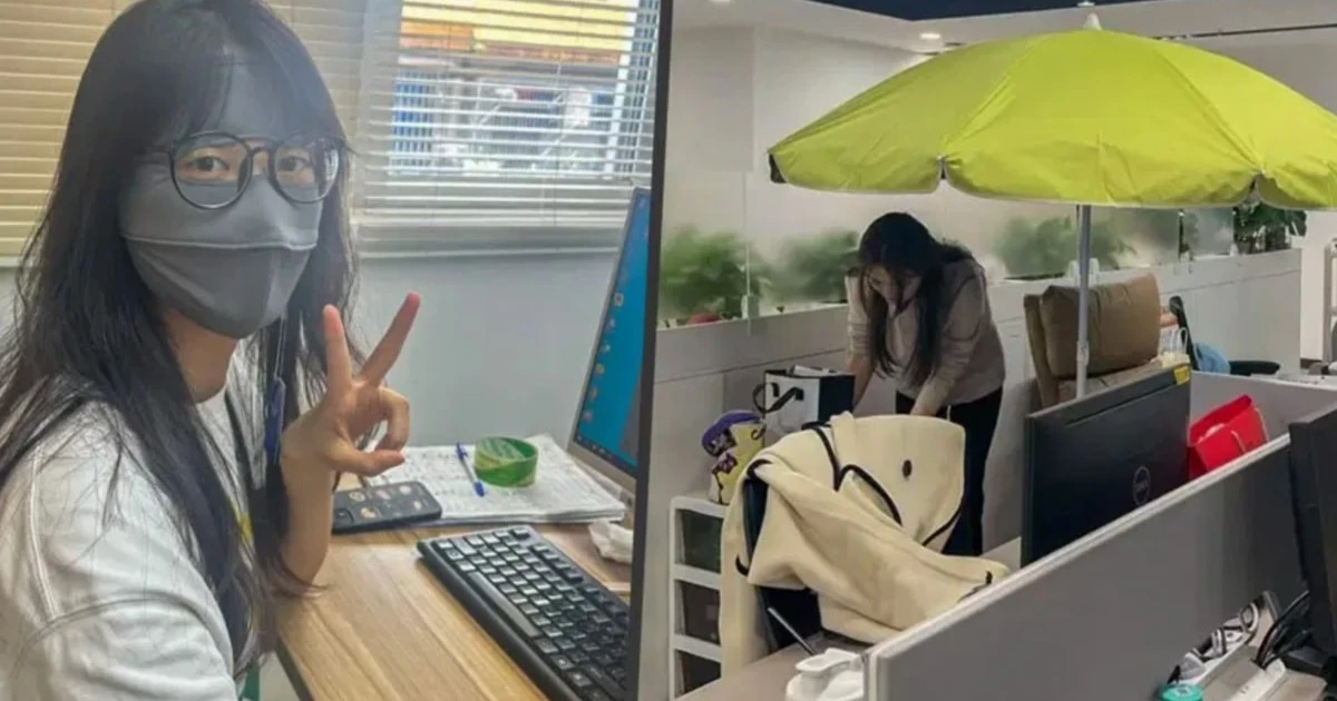 Ofis yaşlanmasına karşı: Çinli çalışanlar masada şemsiye açıyor