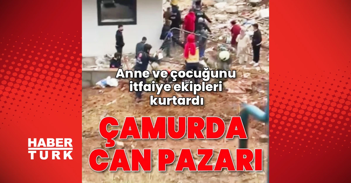 Sultanbeyli’de çamura saplanan anne ve çocuğu kurtarıldı