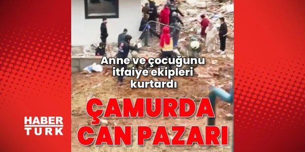 Sultanbeyli’de çamura saplanan anne ve çocuğu kurtarıldı